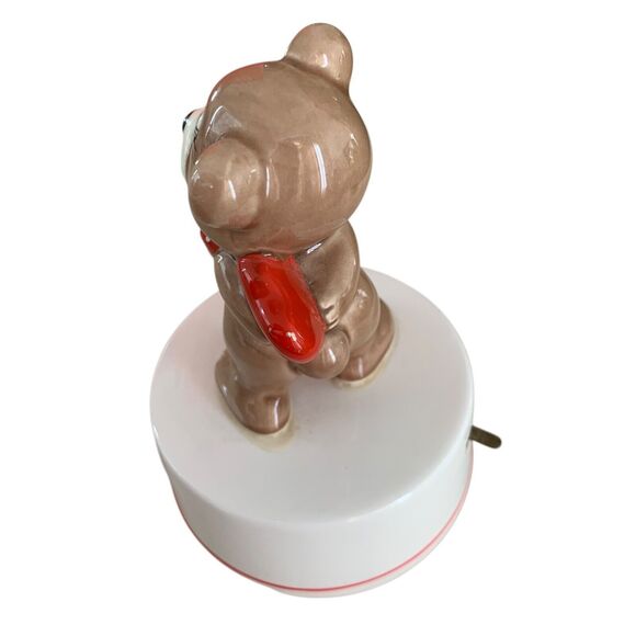 Vintage 1970s Norcrest Valentine’s Day Teddy Bear Music Box Ceramic Japanese EUC - Picture 6 of 8